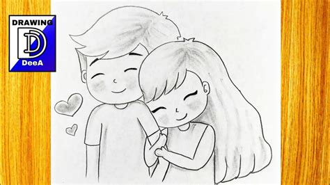 Valentine's Day cute couple drawings for beginners ️/ Easy drawings for girls / Pencil drawing ...