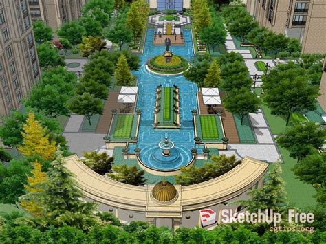 1158 Exterior Landscape Scene Sketchup Model Free Download | Sketchup ...