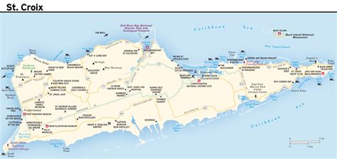 Large road map of St. Croix Island, US Virgin Islands with other marks | US Virgin Islands ...