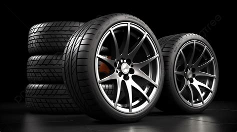 Sports Car Wheels And Tires In 3d Render Perfect For Auto Parts Sales ...