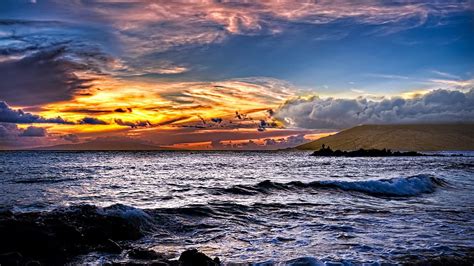 Sunset, Sunrise, Clouds, Landscapes, Nature, Waves, Skyscapes, Land, Sea / and Mobile Background ...