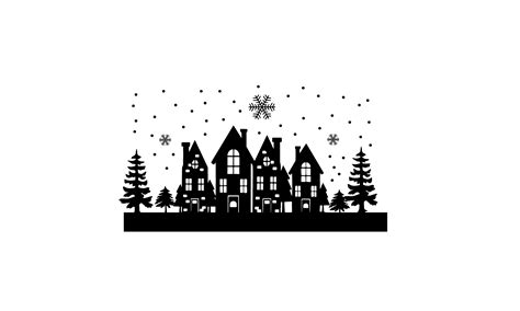 Christmas Village Silhouette Graphic by st · Creative Fabrica