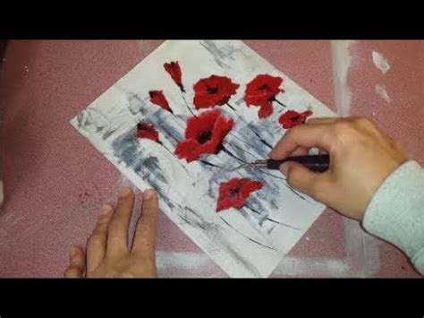 Easy Beginner Poppy Flowers Acrylic Painting - YouTube