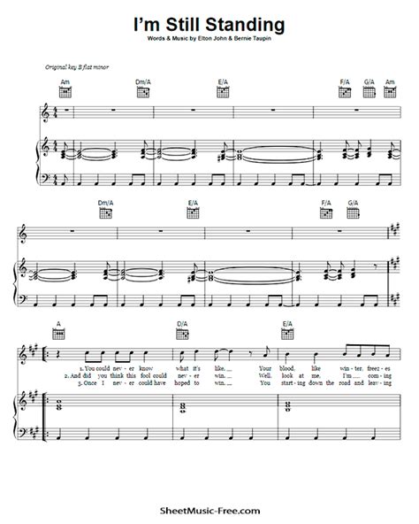 I'm Still Standing Sheet Music Elton John - ♪ SHEETMUSIC-FREE.COM