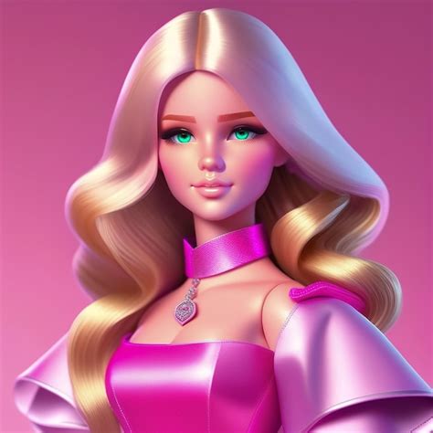 Premium AI Image | Barbie doll cute blond girl outfit pink wallpaper