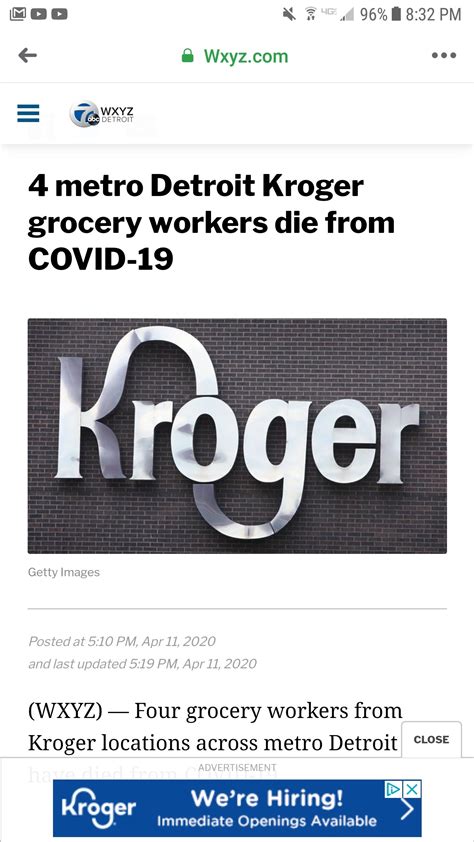 Kroger Employees Dying of COVID19- https://www.wxyz.com/news/coronavirus/4-metro-detroit-kroger ...