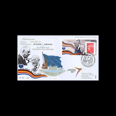 PE643 : 2013 - FDC European Parliament "DE GAULLE & ADENAUER - 50 years Elysée Treaty"