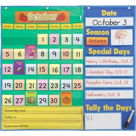 Today's Calendar Pocket Chart Classroom Calendar, School Calendar ...