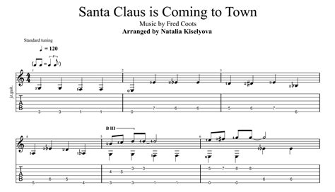 Santa Claus is Coming to Town for guitar. Guitar sheet music and tabs.