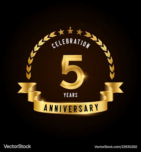 5 years anniversary celebration logotype golden Vector Image