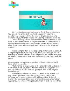 Crash Course Literature: The Odyssey by Keep it Rill | TpT