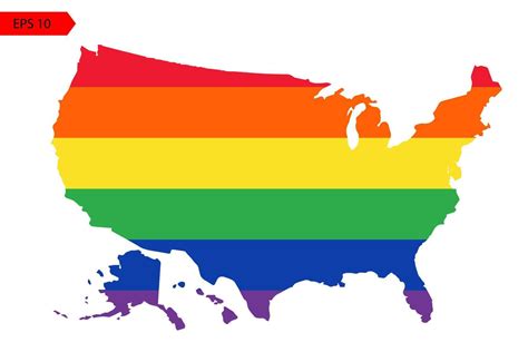 Lgbt flag vector illustration. America map. Vector icon. USA silhouette ...