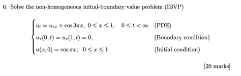 Solved 6. Solve the non-homogeneous initial-boundary value | Chegg.com