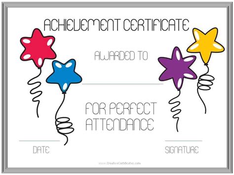 Perfect Attendance Award Certificates | Free Instant Download