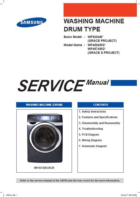 Samsung WF457ARGSGR WF457ARGSWR Washer Service Manual and Repair Guide