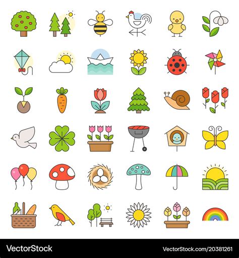 Picnic nature and spring icon set Royalty Free Vector Image