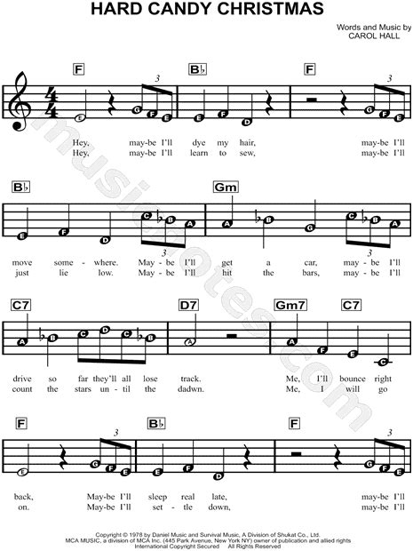 Dolly Parton "Hard Candy Christmas" Sheet Music for Beginners in F Major - Download & Print ...