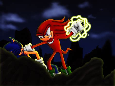 Knuckles Vs Sonic by grim-zitos on DeviantArt