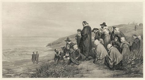 The Pilgrim Fathers Watch The Mayflower Drawing by Mary Evans Picture ...