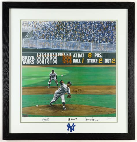 Yankees Perfect Game Pitchers & Catchers LE Custom Framed Lithograph Display Signed By (5) with ...