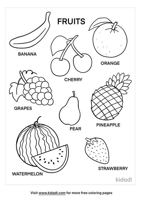 Names Of Fruits Coloring Page | Free Fruit Coloring Page | Kidadl