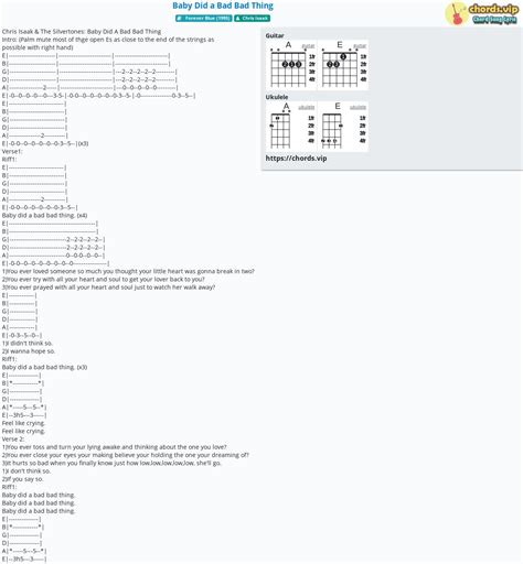 Chord: Baby Did a Bad Bad Thing - tab, song lyric, sheet, guitar, ukulele | chords.vip