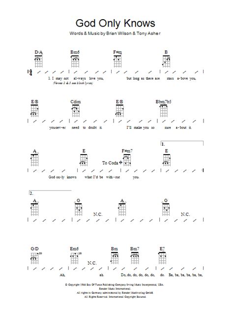 God Only Knows by The Beach Boys Sheet Music for Ukulele Chords/Lyrics at Sheet Music Direct