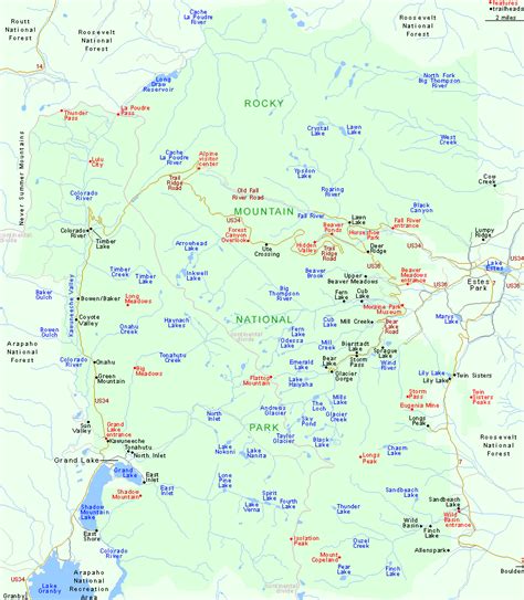 Map of Rocky Mountain National Park, Colorado