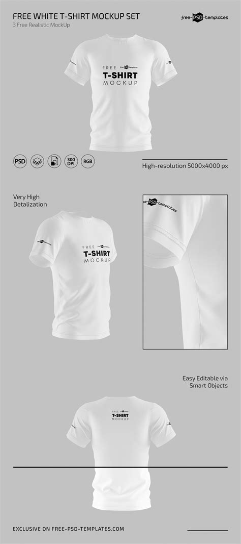 Free White T-Shirt Mockup for Photoshop (PSD)