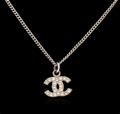 Authentic Chanel Rhinestone Logo Necklace