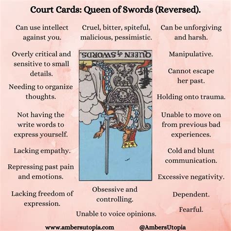 Queen of swords reversed court cards tarot card meanings – Artofit