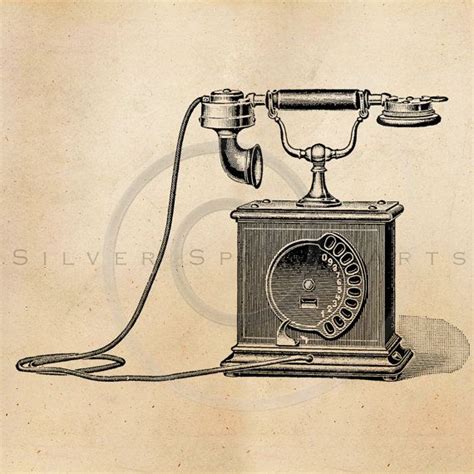 Vintage Telephone Illustration Printable 1800s Phones Antique Steampunk ...