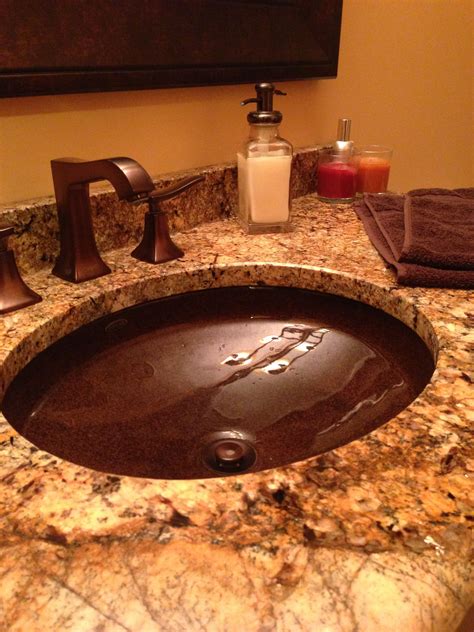 Copper enamel sink granite countertop vanity | Bathroom sink, Granite countertops, Sink