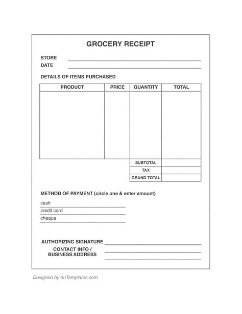 Grocery Receipt Template - Grocery Receipts | nuTemplates