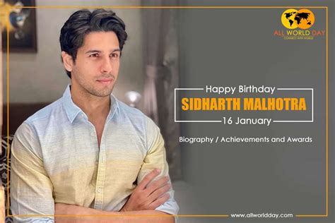 Sidharth Malhotra Birthday : Biography, Achievements and Awards