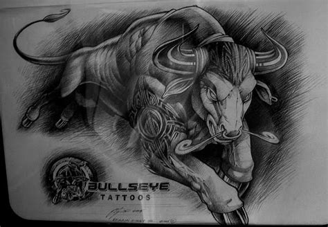 Jumping Bull Grey Tattoo