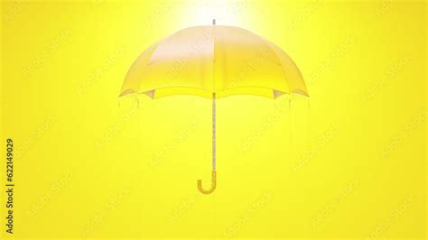 Yellow umbrella was opened while it was pouring rain. Designed with minimal concept. Animation ...