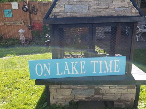 On Lake Time Wood Sign Large Porch Sign Wall Hanging Beach - Etsy