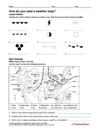 How Do You Read a Weather Map? Weather Science Printable (6th-12th Grade) - TeacherVision