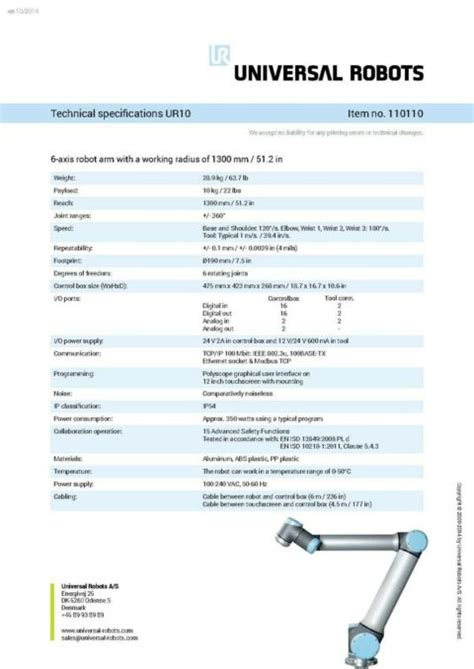 Universal Robots UR10 | Industrial Robot | Universal Robotic Inc