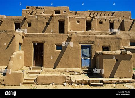 Adobe architecture in Taos Pueblo, New Mexico, USA, America Stock Photo ...