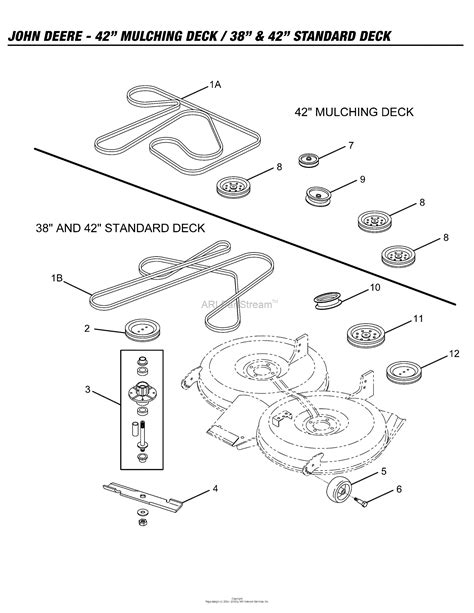 Oregon John Deere Parts Diagram for John Deere - 42 Mulching Deck / 38" & 42" Standard Deck