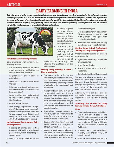 Dairy Farming in India ,Article Published in Dairy Planner -Feb. 18 – Growel Agrovet