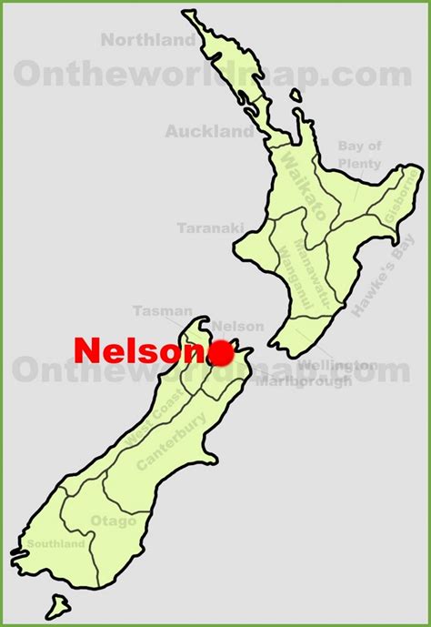 Nelson location on the New Zealand Map - Ontheworldmap.com