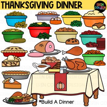 Thanksgiving Dinner Clipart - Build A Thanksgiving Dinner Plate | TPT