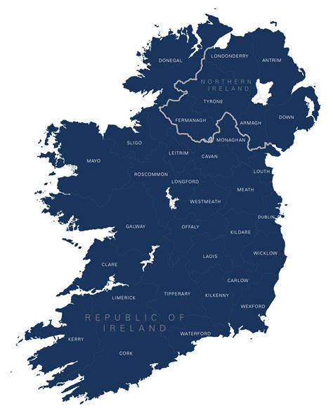 Counties map of Ireland - Maproom