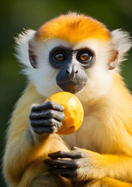 Free AI Image | Close up on monkey eating fruit