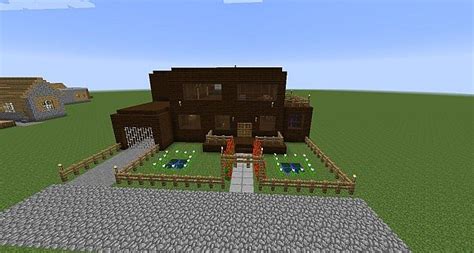 1.7.2 Modern dark oak wood house Minecraft Map