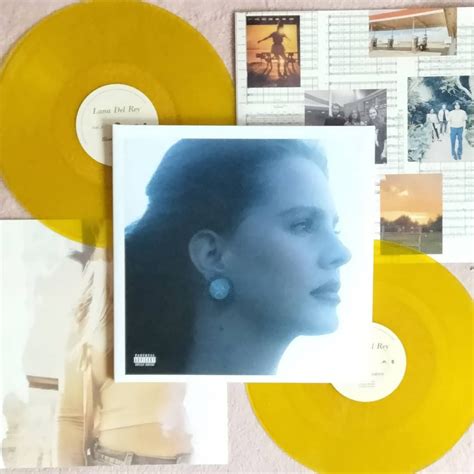 Blue banisters Lana del Rey vinyl yellow aesthetic LDR merch vinyl setup