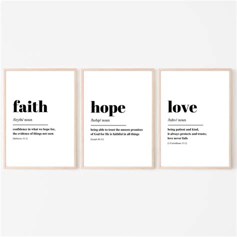 Faith Hope Love Print Bible Verse Scripture Christian Art Print Definition Print Love Definition ...